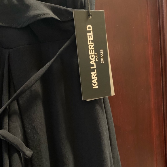 Karl Lagerfeld long navy dress size 10 NWT - Picture 4 of 12